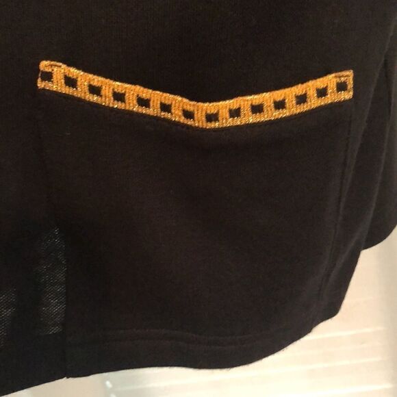 Vintage MP Black Gold Light Knit Collared Button Front Cardigan Jacket - Picture 8 of 14